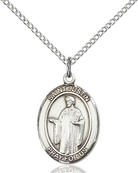 Sterling Silver Saint Justin Pendant