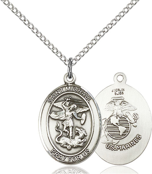Sterling Silver Saint Michael / Marines Pendant
