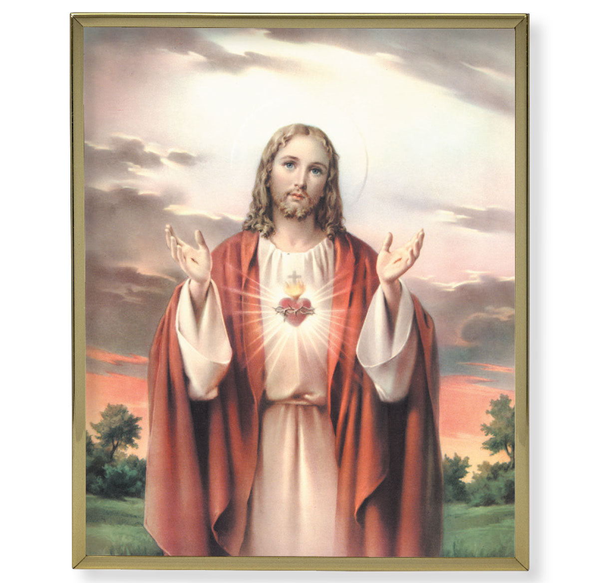 Sacred Heart of Jesus Gold Framed Plaque Art