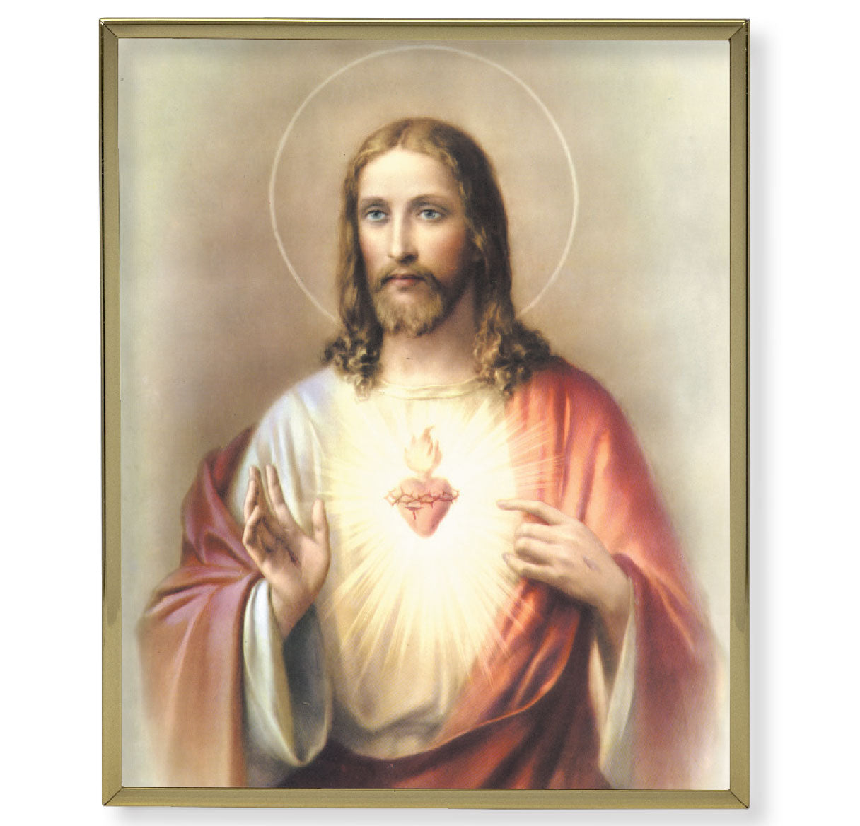 Sacred Heart of Jesus Gold Framed Plaque Art