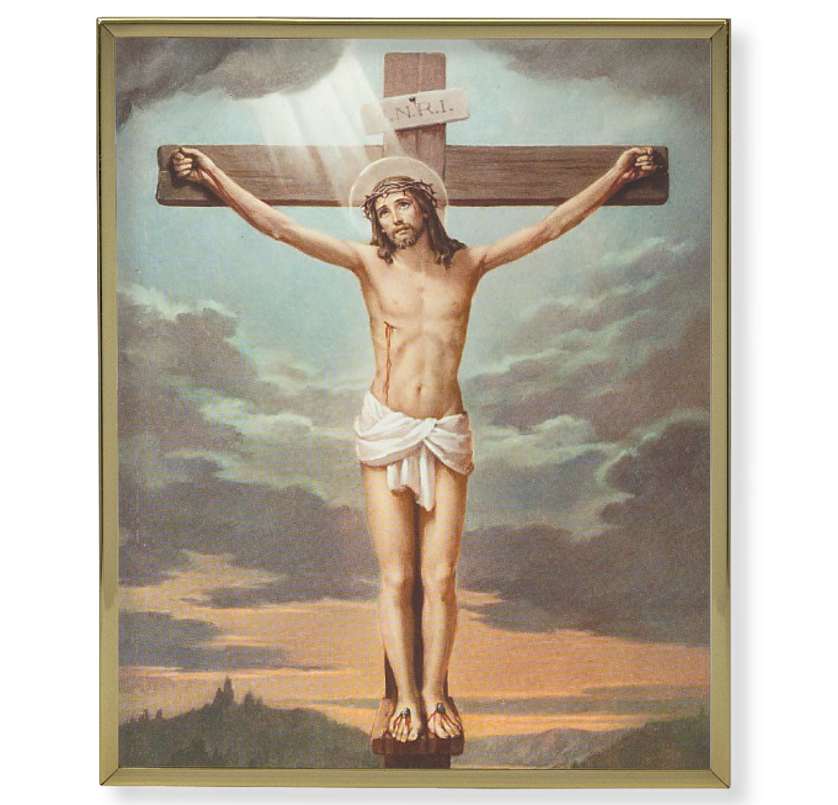 Crucifixion Gold Framed Plaque Art