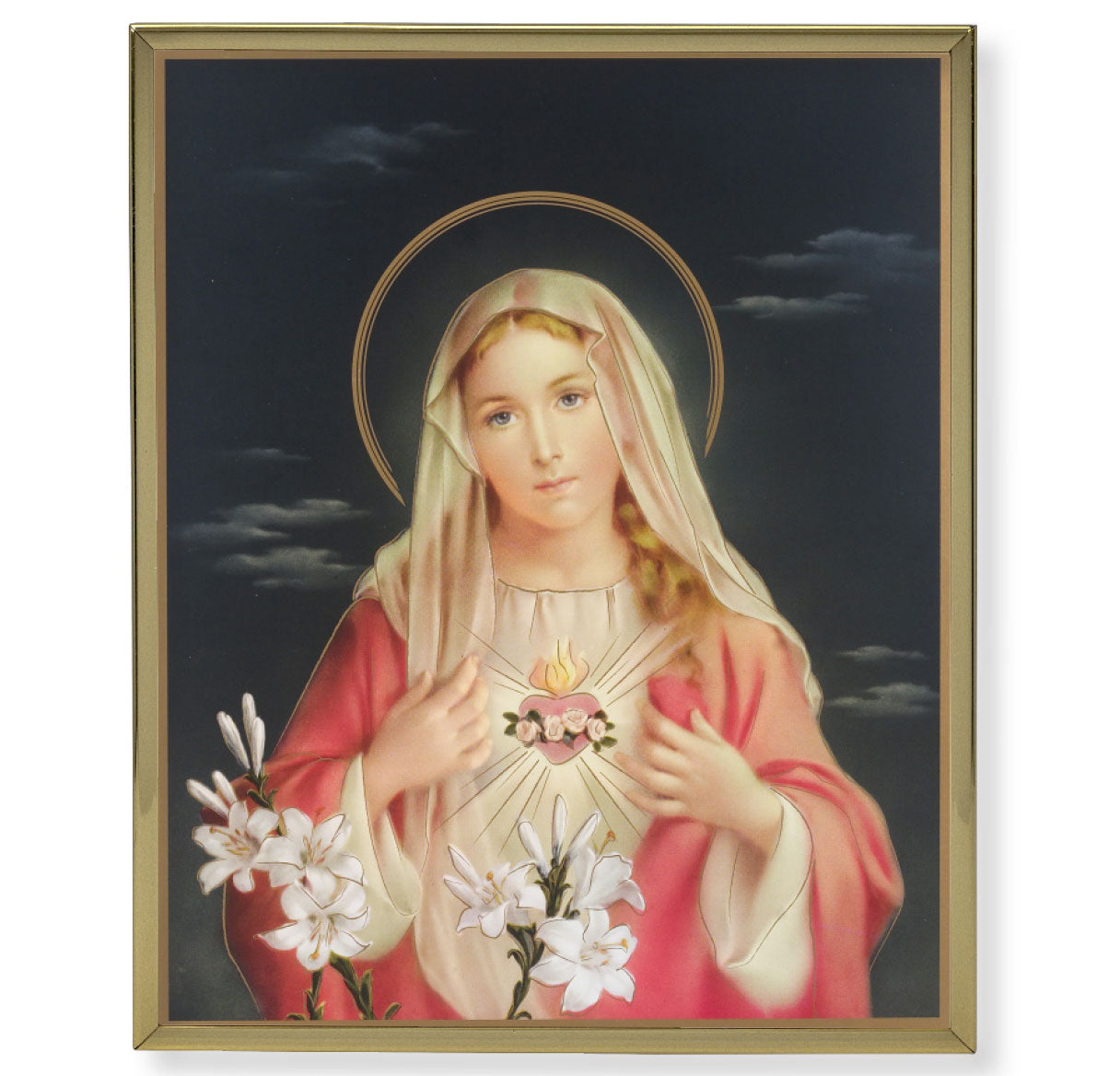 Immaculate Heart of Mary Gold Framed Plaque Art