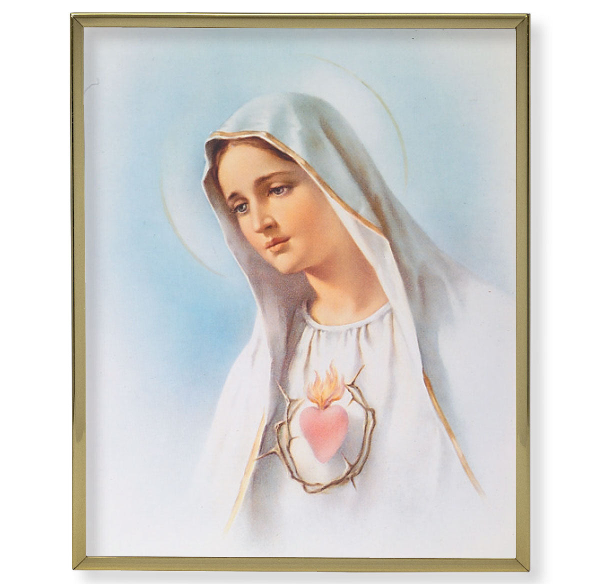 Immaculate Heart of Mary Gold Framed Plaque Art