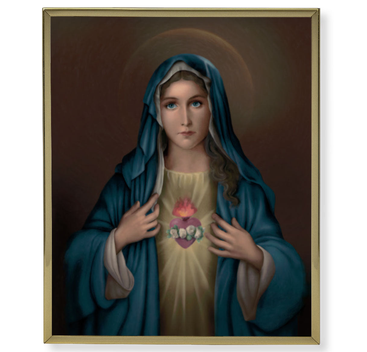 Immaculate Heart of Mary Gold Framed Plaque Art