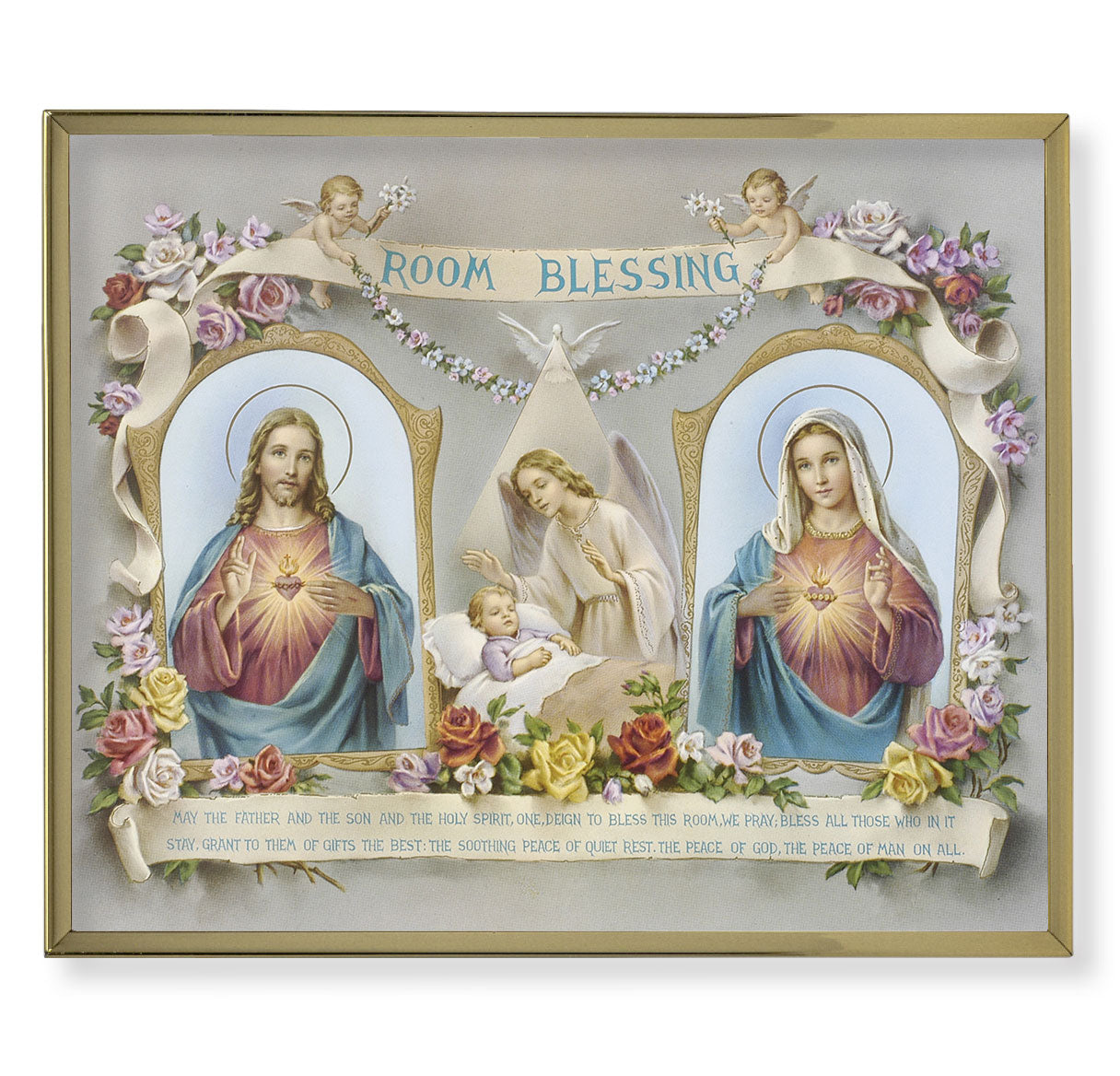 Baby Room Blessing Gold Framed Plaque Art
