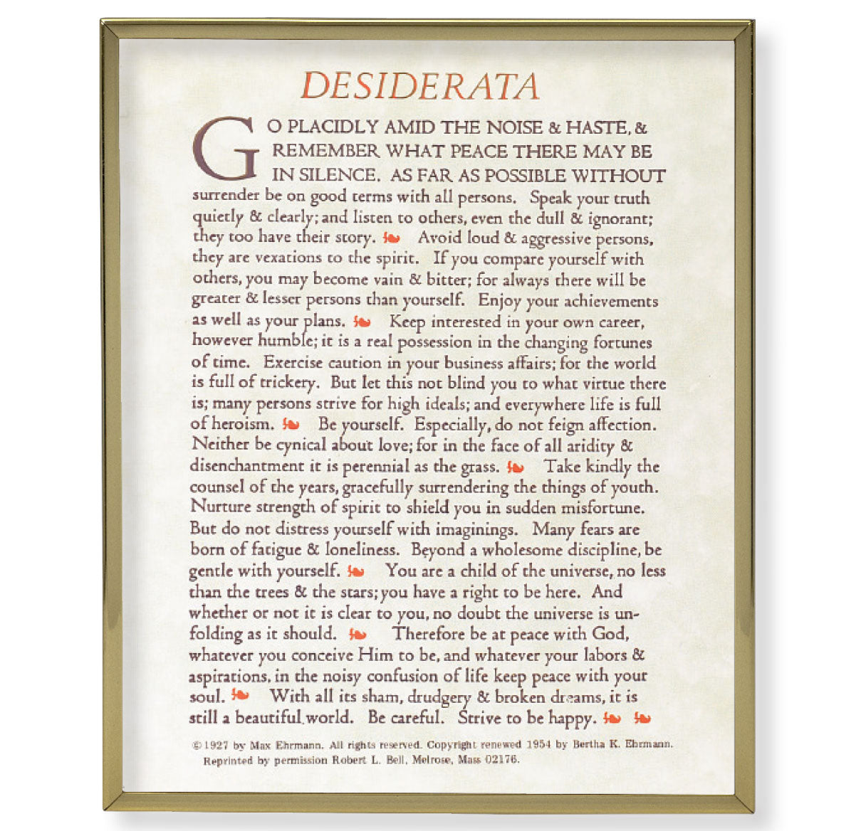 Desiderata Gold Framed Plaque Art