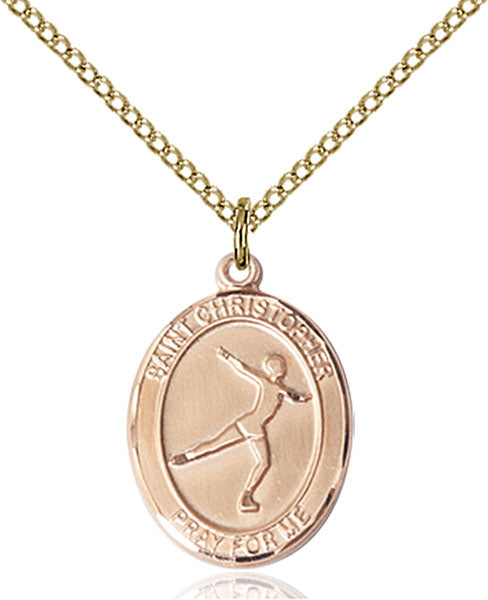 14kt Gold Filled Saint Christopher/Figure Skating Pendant