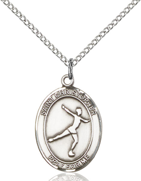 Sterling Silver Saint Christopher/Figure Skating Pen