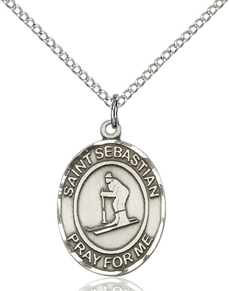 Sterling Silver Saint Sebastian/Skiing Pendant
