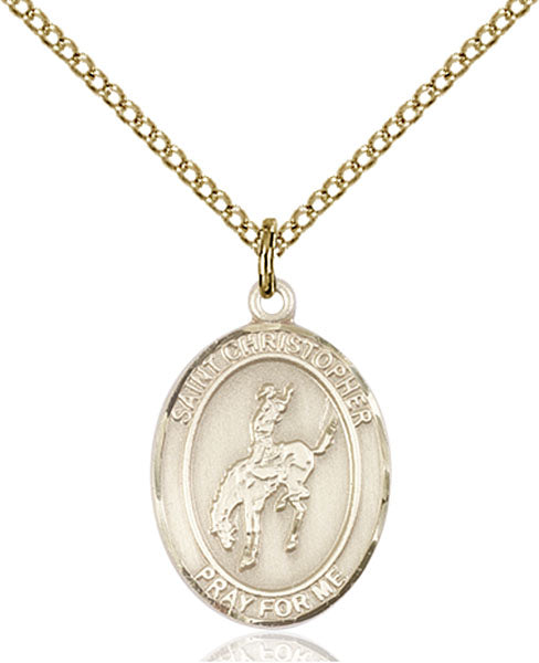 14kt Gold Filled Saint Christopher / Rodeo Pendant