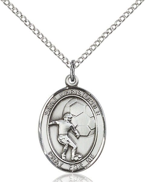 Sterling Silver Saint Christopher/Soccer Pendant