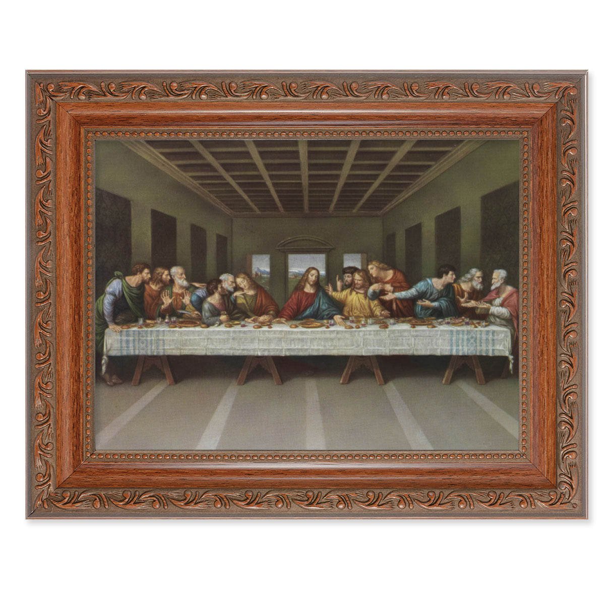 The Last Supper Mahogany Finish Framed Art