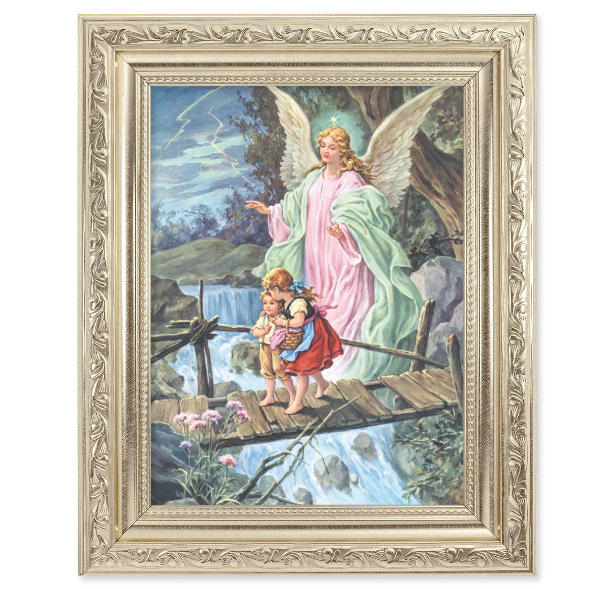 Guardian Angel Silver Framed Art
