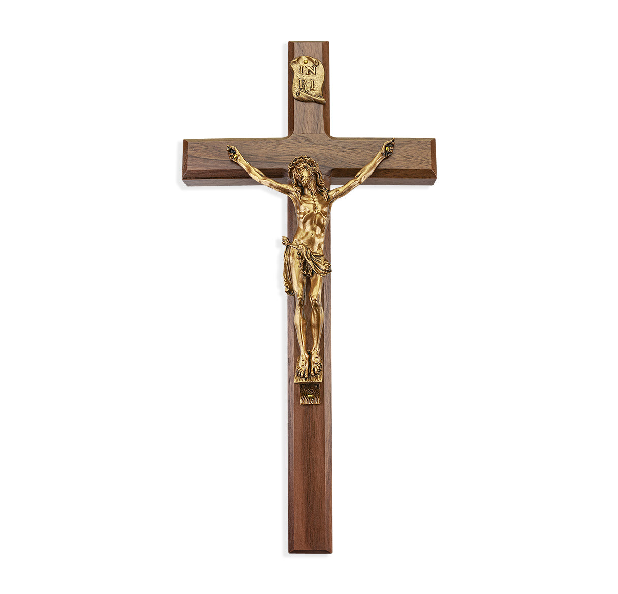 Genuine Walnut Wood Wall Crucifix, 15"