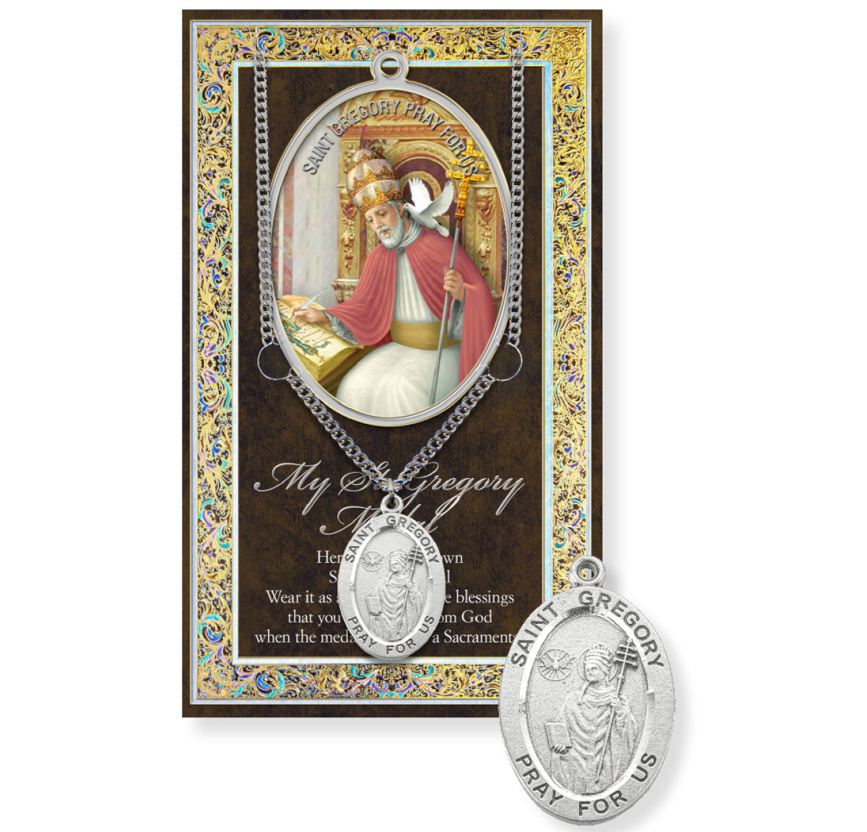 Saint Gregory the Great Biography Pamphlet and Patron Saint Medal