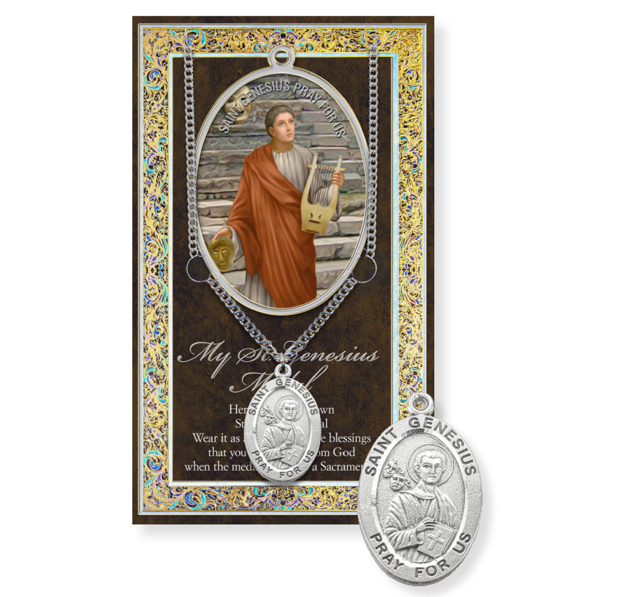 Saint Genesius Biography Pamphlet and Patron Saint Medal