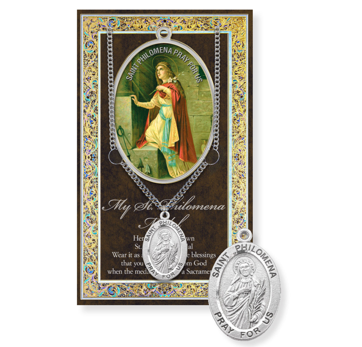 Saint Philomena Biography Pamphlet and Patron Saint Medal The