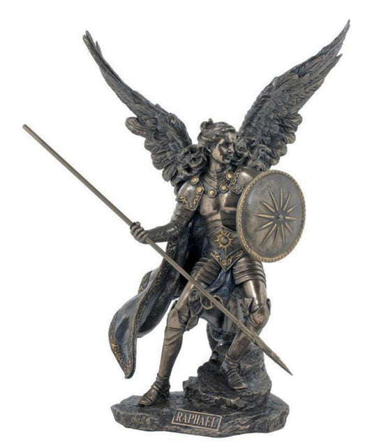Archangel Raphael Statue in Cold Cast Bronze 13.5"