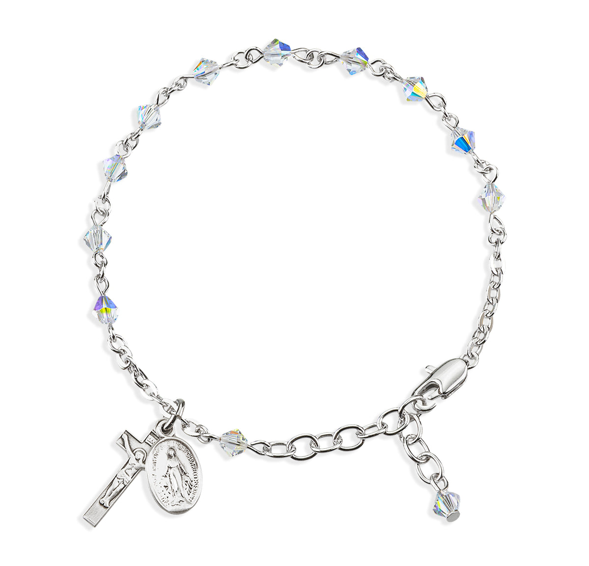 Rosary Bracelet Created with 4mm Aurora Borealis Finest Austrian Crystal Rondelle Beads by HMH