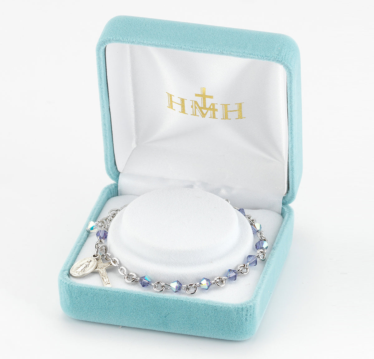 Rosary Bracelet Created with 4mm Tanzanite Finest Austrian Crystal Rondelle Beads by HMH