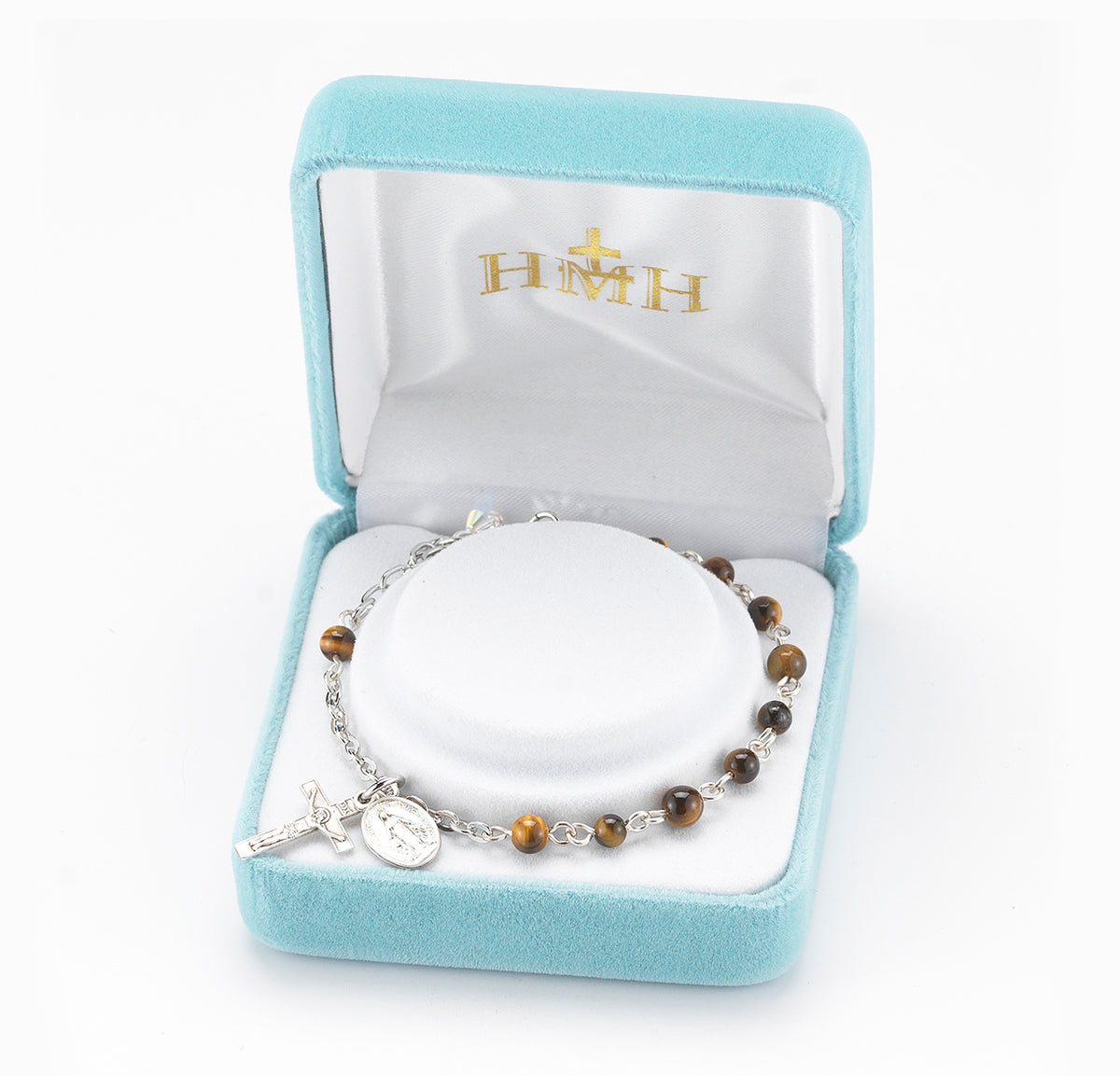 Genuine Tiger Eye Round Rosary Bracelet