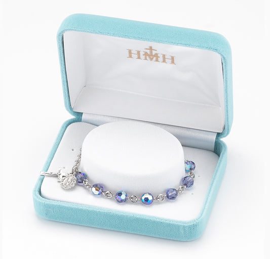 Round Crystal Rosary Bracelet Created with 6mm Swarovski Crystal Tanzanite Beads by HMH