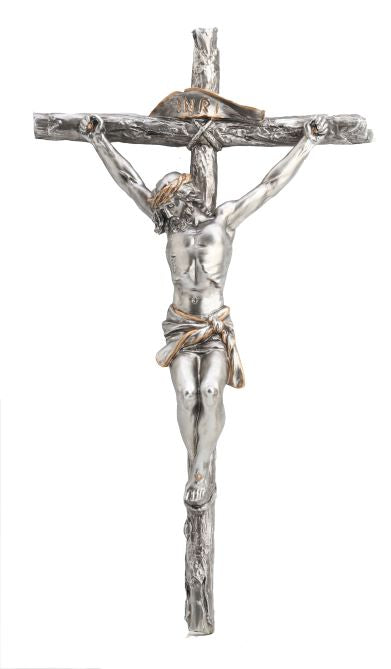 Crucifix Pewter with Gold Trim