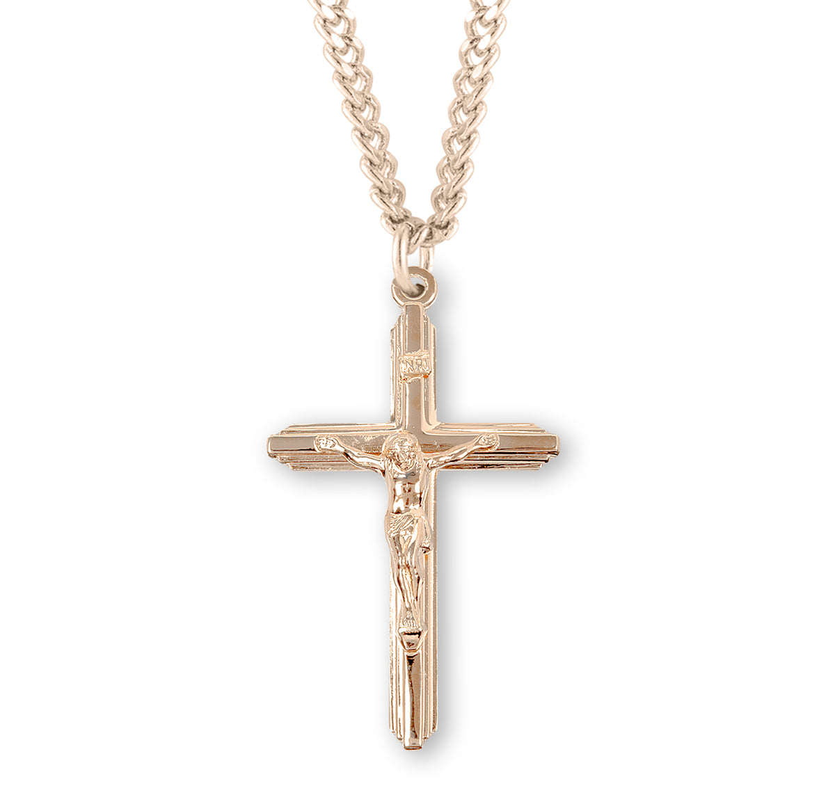 Inlayed Gold Over Sterling Silver Crucifix
