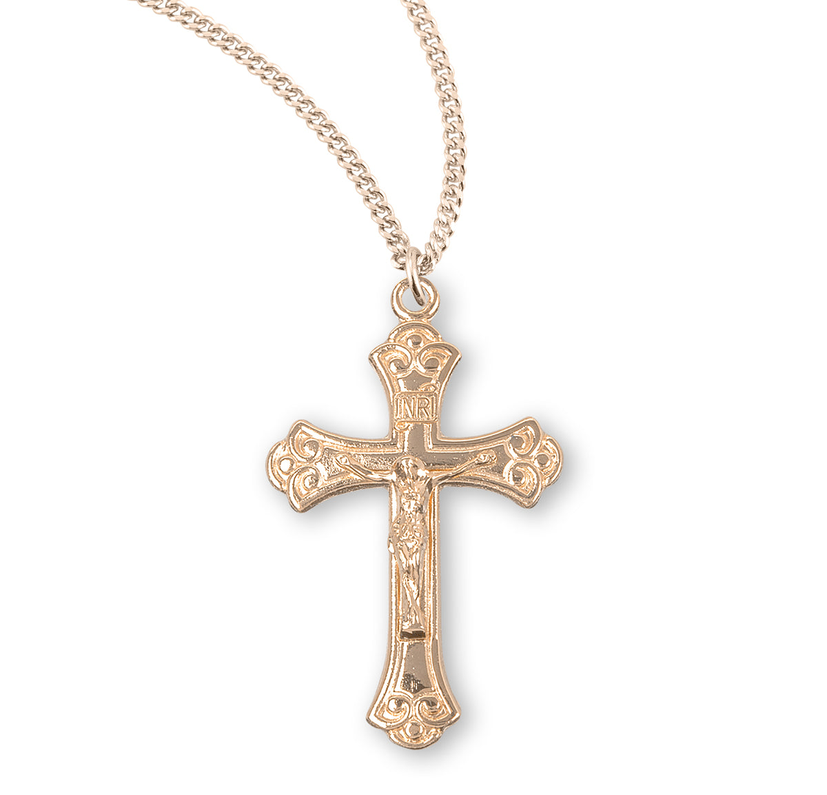 Swirled Gold Over Sterling Silver Crucifix