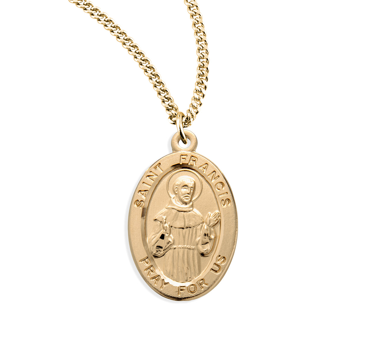 Patron Saint Francis of Assisi Oval Gold Over Sterling Silver Medal ...