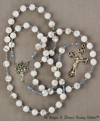 Howlite & Swarovski Crystal Rosary W Our Lady Of The Snows Center