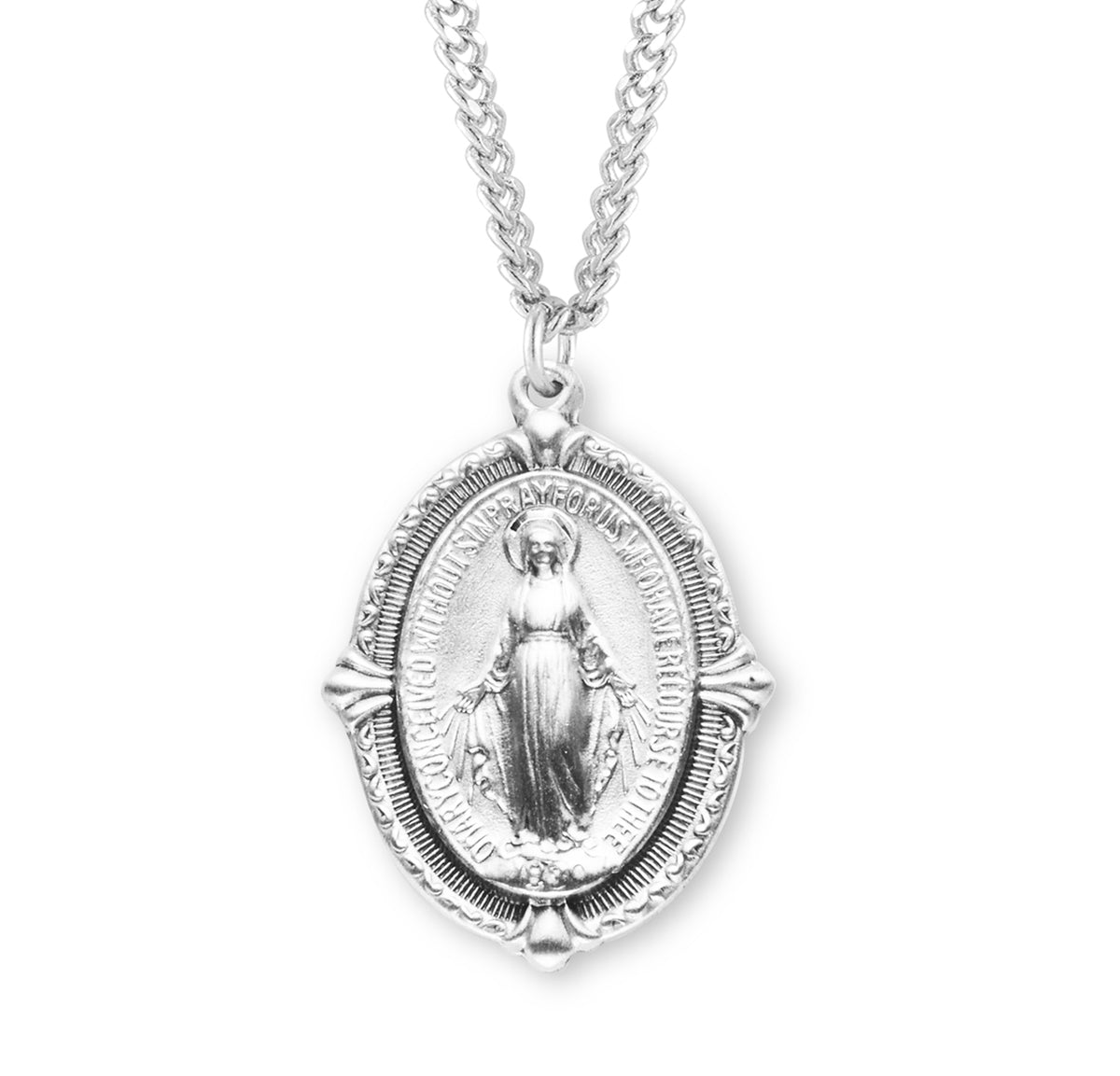 Sterling Silver Oval Miraculous Medal