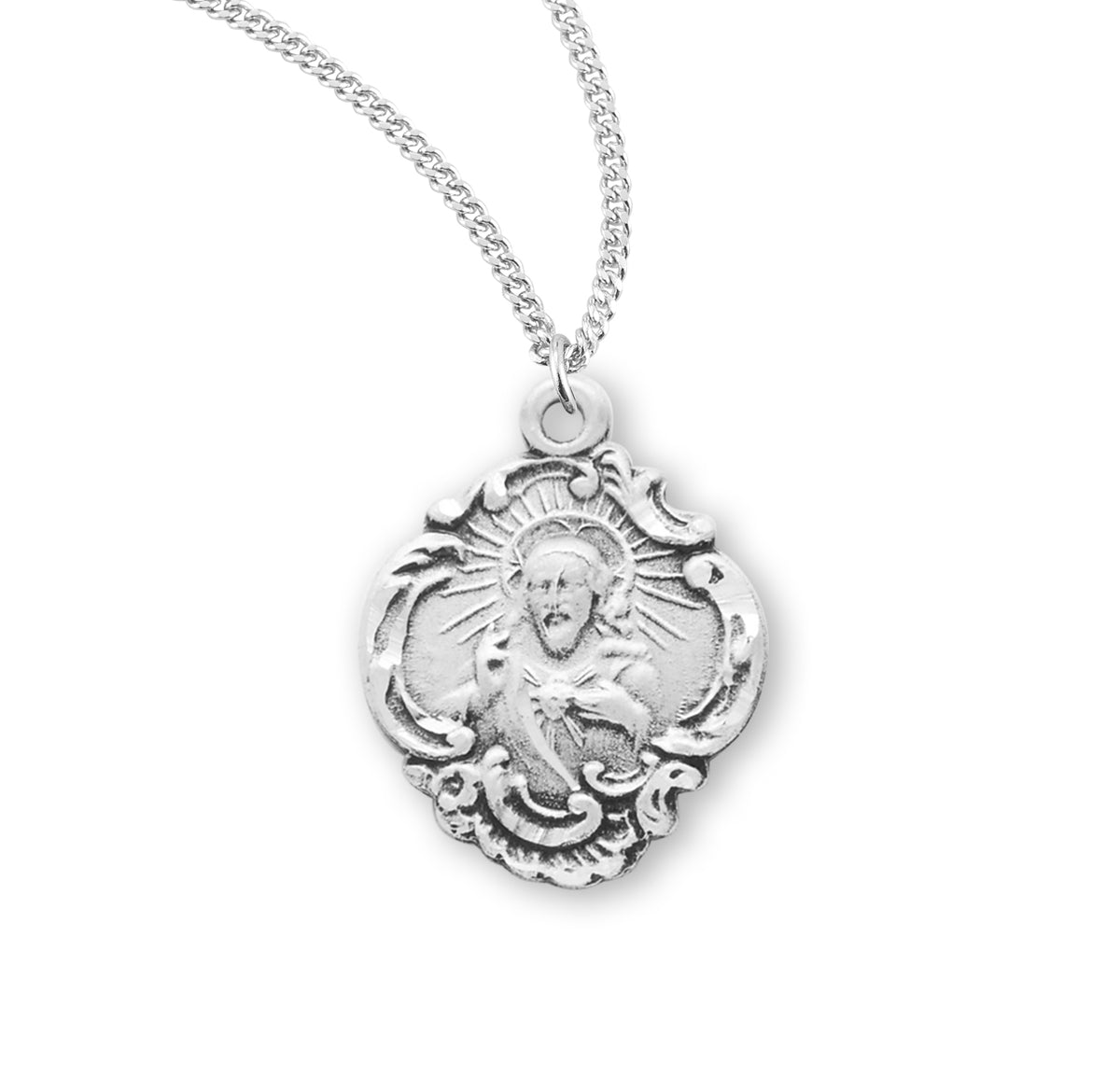 Sterling Silver Scapular Sacred Heart of Jesus Medal