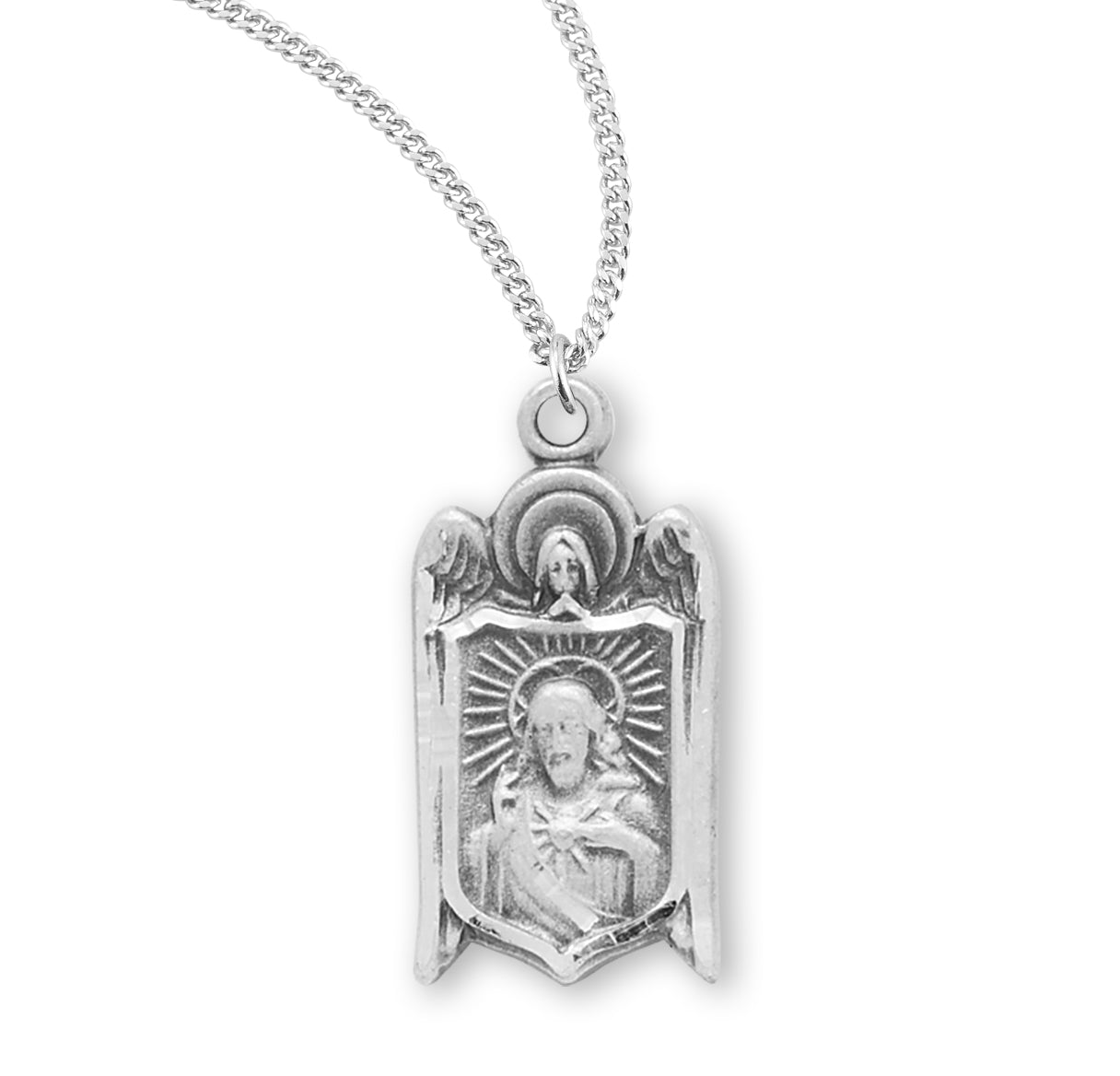 Sterling Silver Scapular Sacred Heart of Jesus Medal