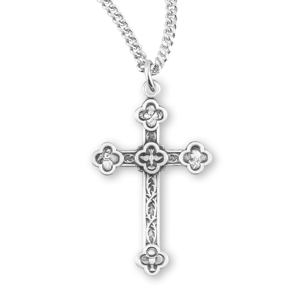 Sterling Silver Vine Pattern Cross