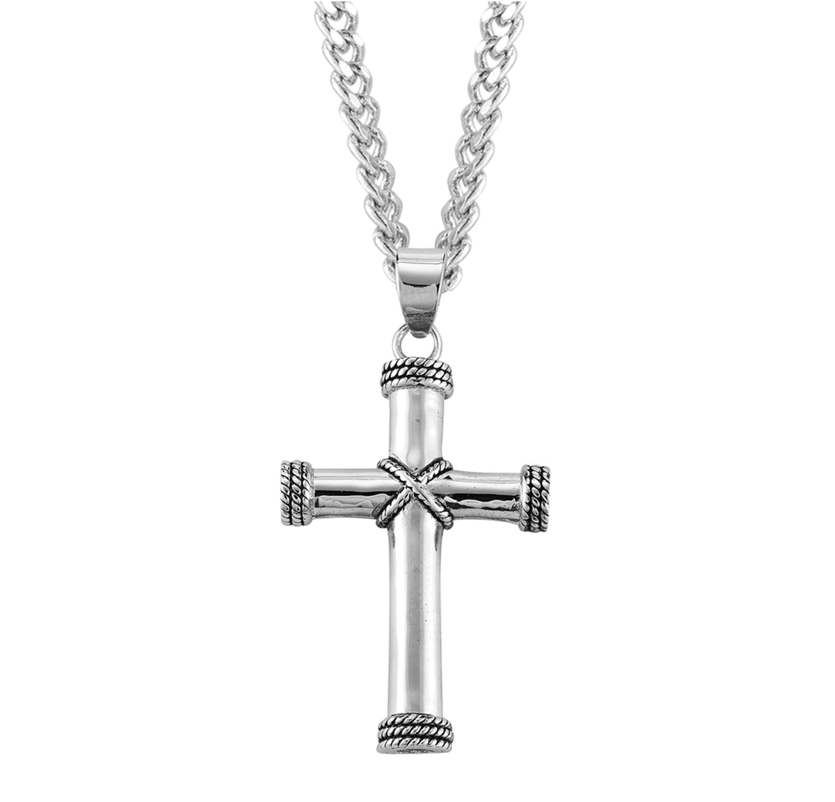 Sterling Silver Wide Wheat Cross
