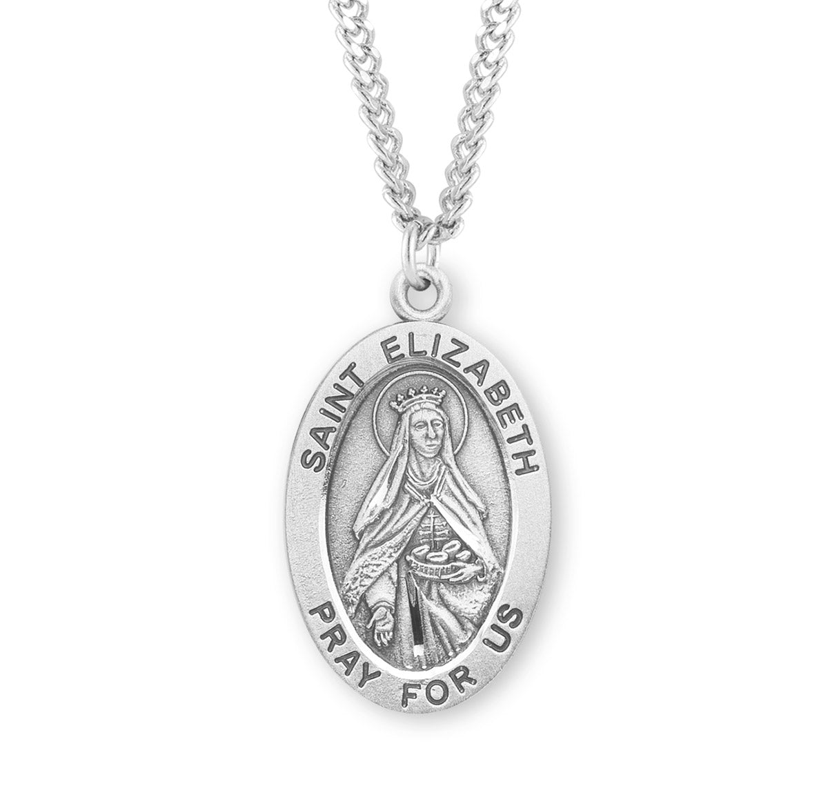 Patron Saint Elizabeth Oval Sterling Silver Medal – The Catholic Shop