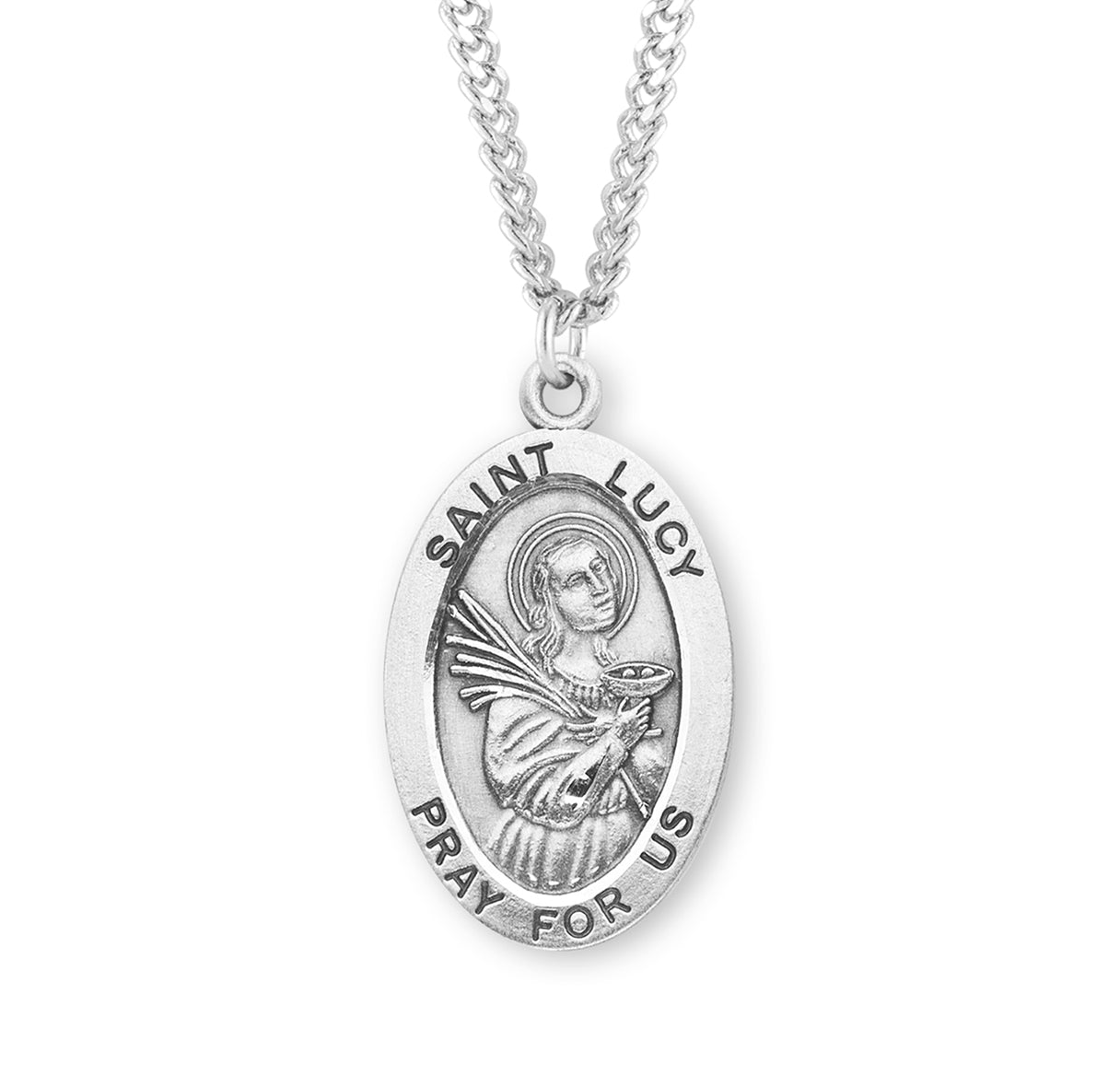 Patron Saint Lucy Oval Sterling Silver Medal – The Catholic Shop