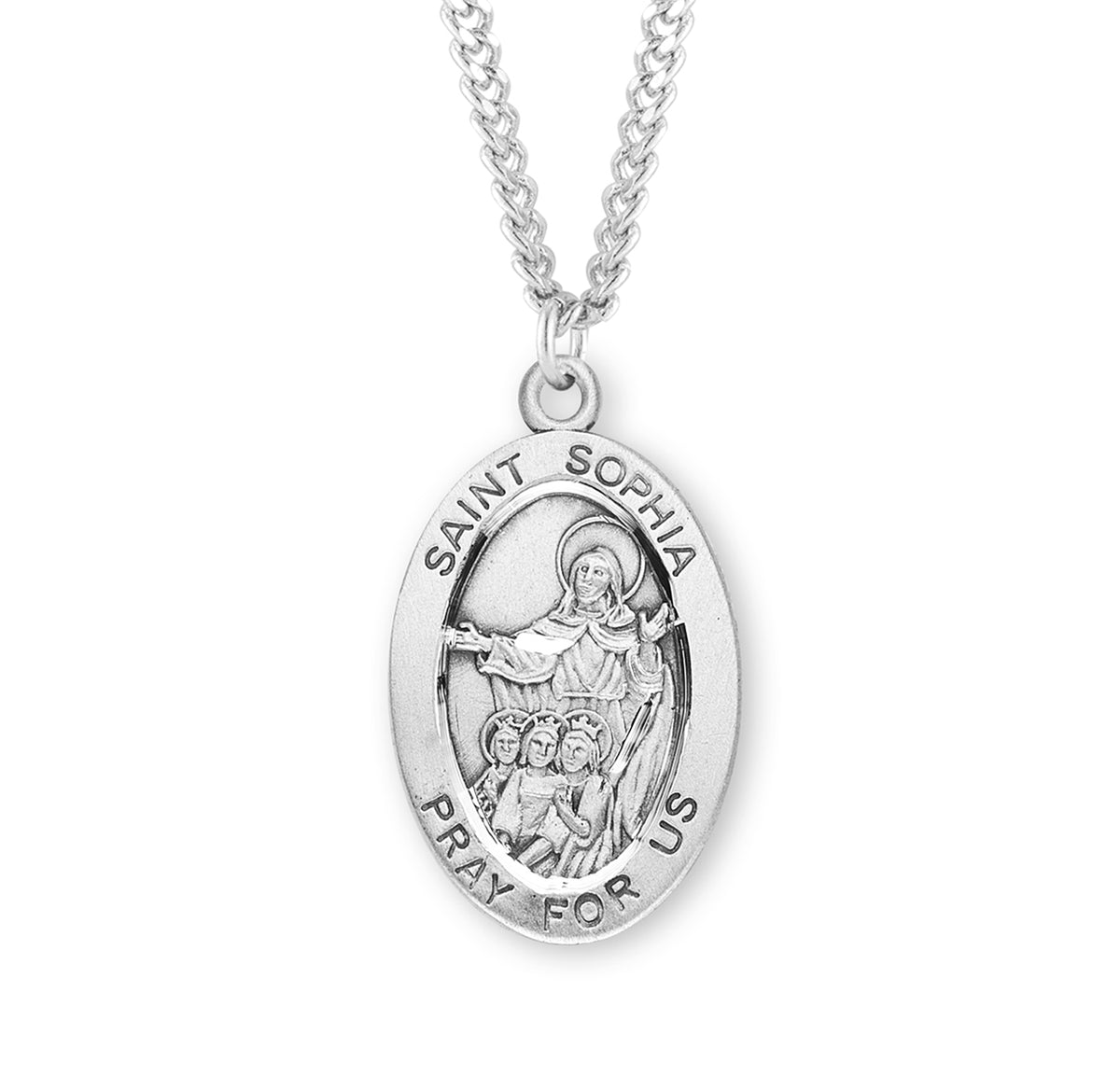 Patron Saint Sophia Oval Sterling Silver Medal