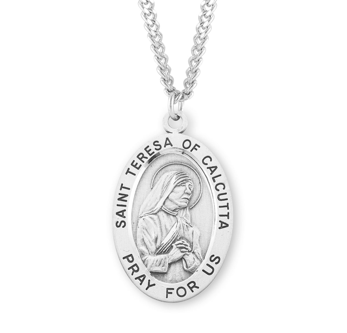 Patron Saint Teresa of Calcutta Oval Sterling Silver Medal
