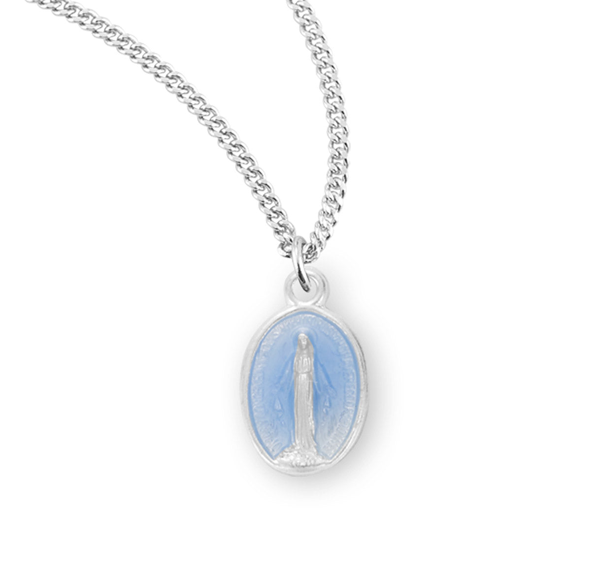 Sterling Silver Oval Blue Enameled Miraculous Medal – The Catholic Shop