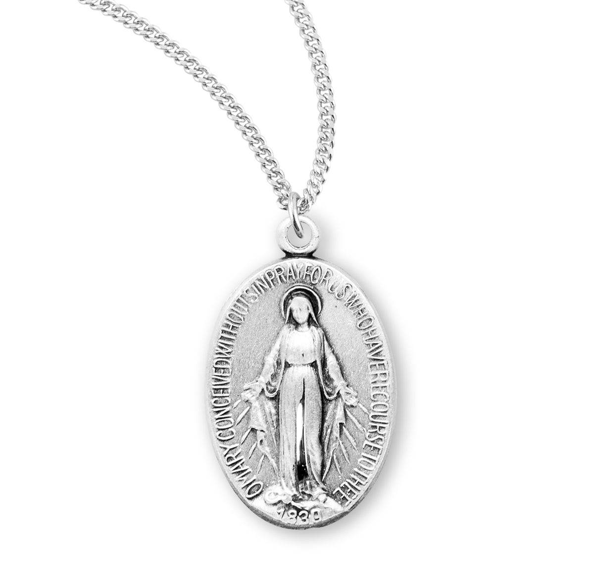 Sterling Silver Oval Miraculous Medal