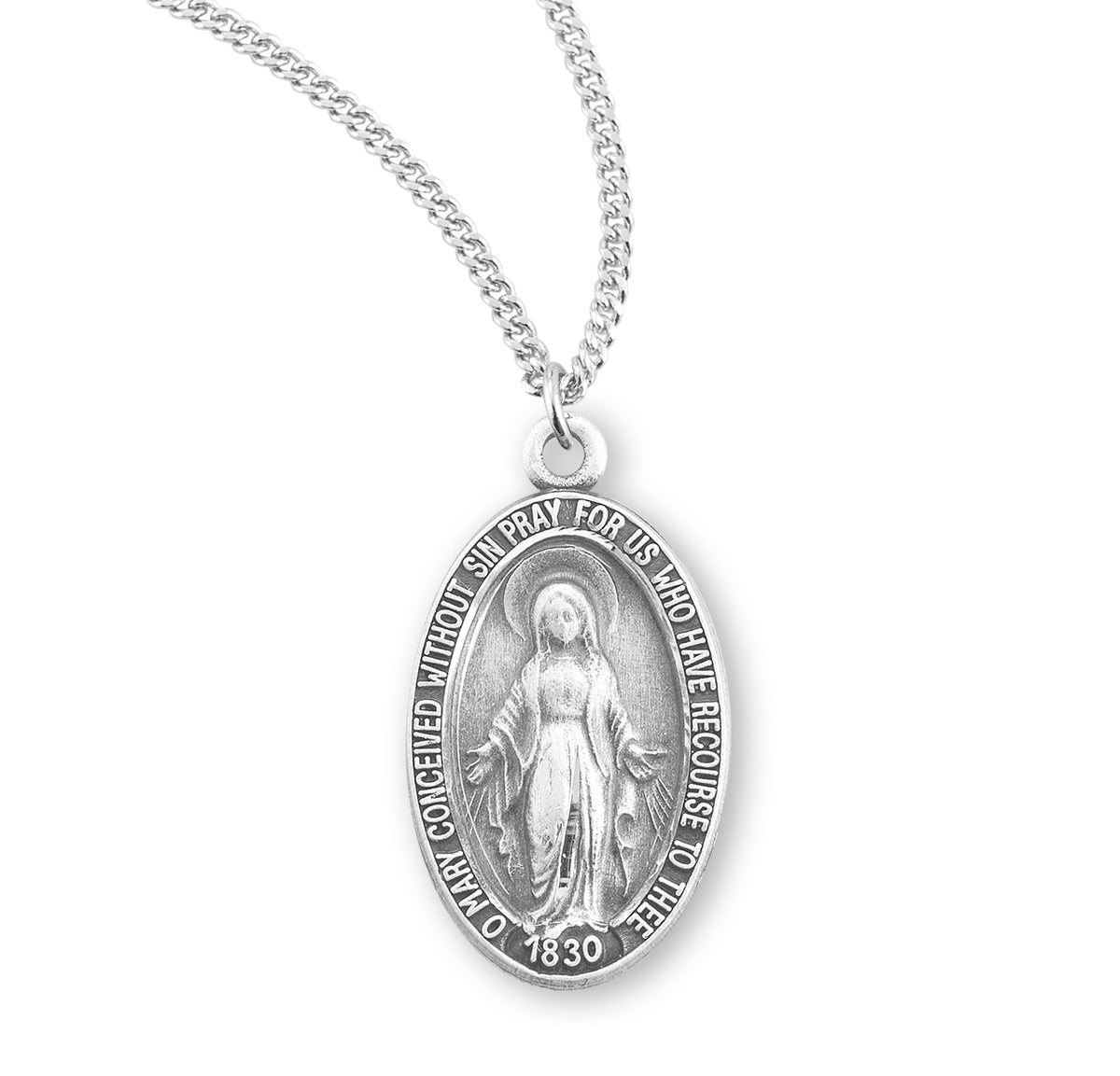 Sterling Silver Oval Miraculous Medal