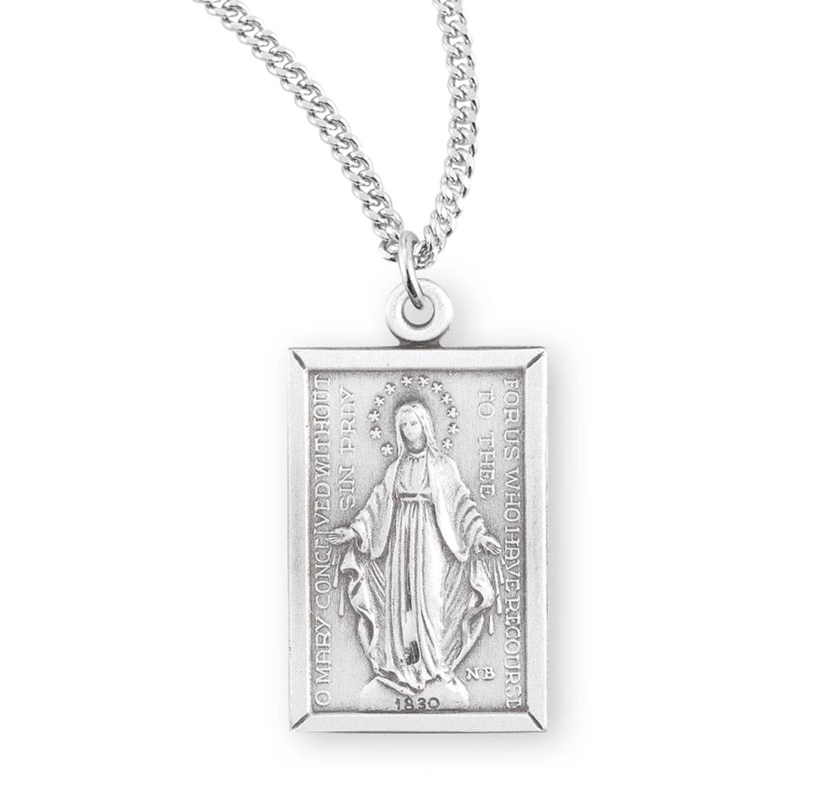 Sterling Silver Rectangular Miraculous Medal