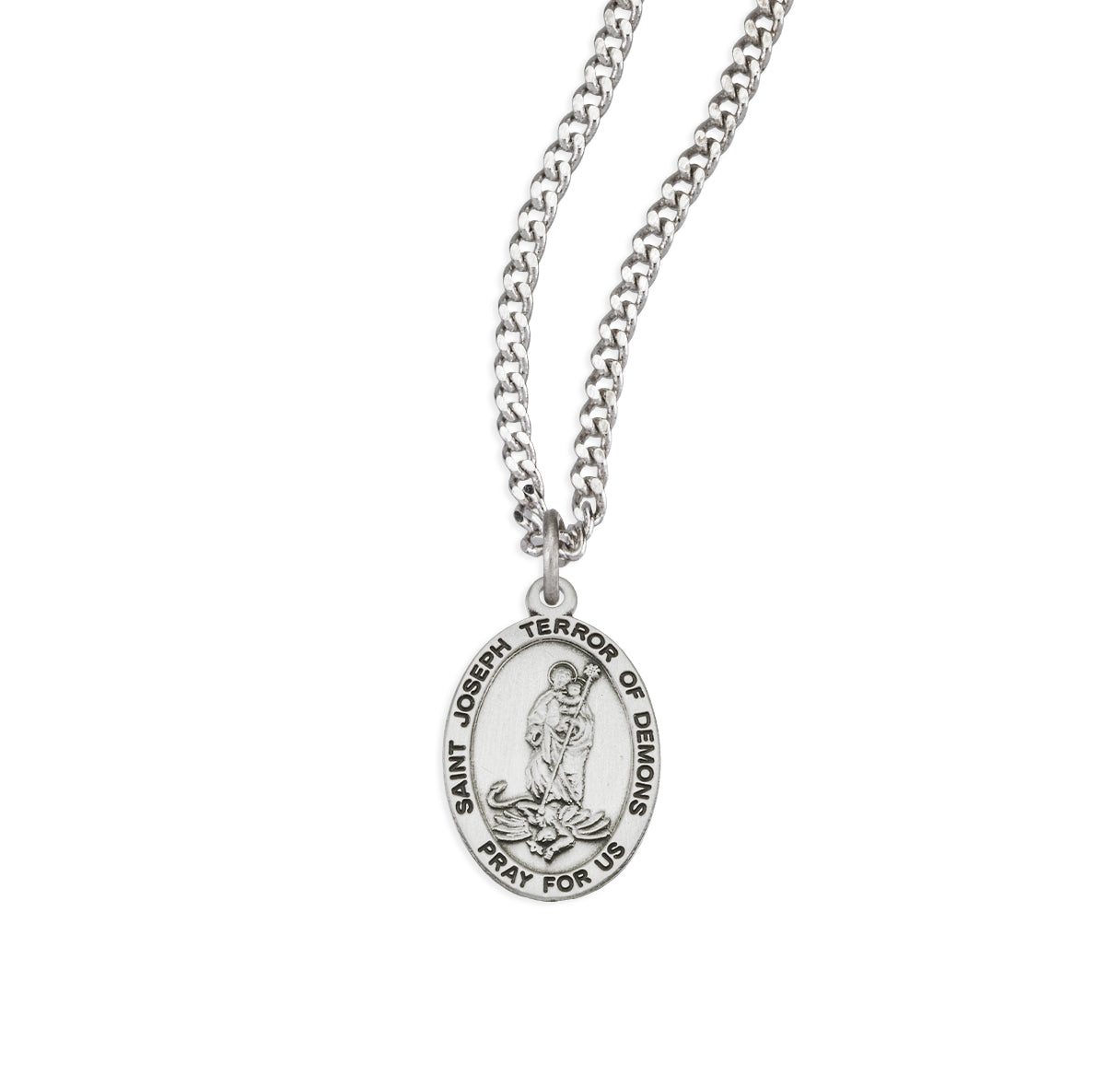 Saint Joseph Terror of Demons Oval Sterling Silver Medal