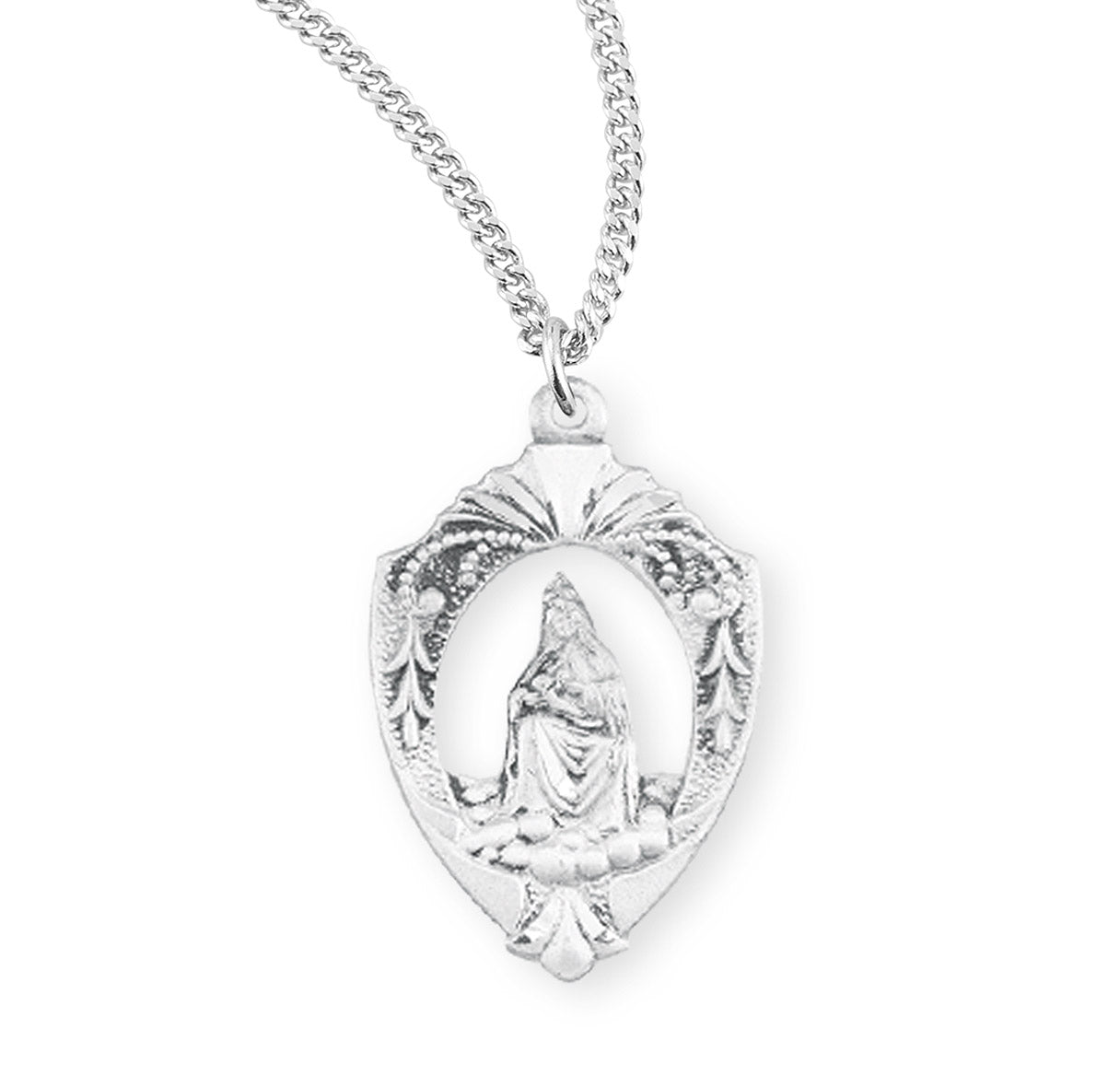 Our Lady of Laleche Oval English Version Sterling Silver Medal