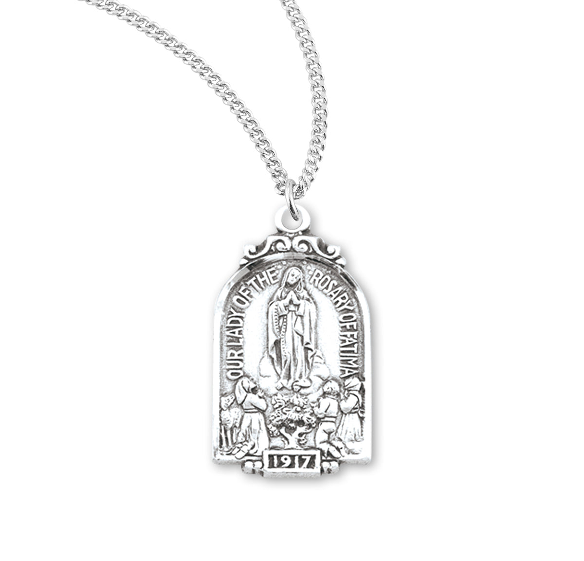 Sterling Silver Our Lady Of Fatima Arch Medal