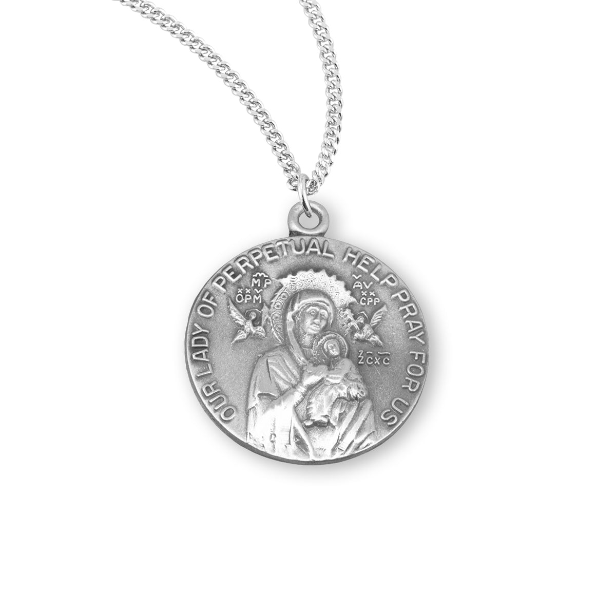 Sterling Silver Our Lady of Perpetual Help Round Medal