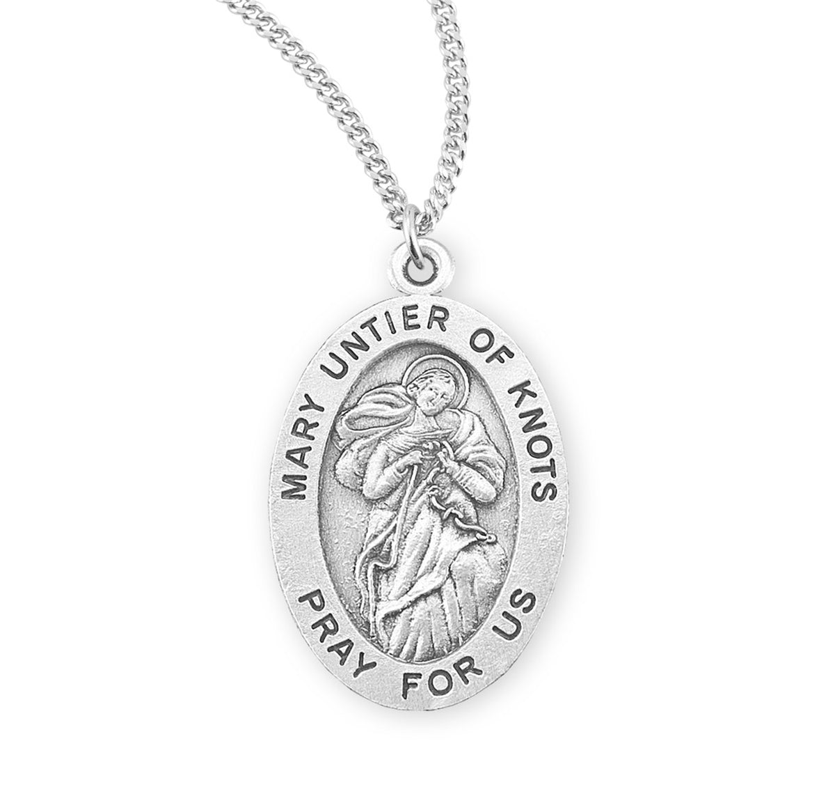 Mary Untier of Knots Oval Sterling Silver Medal