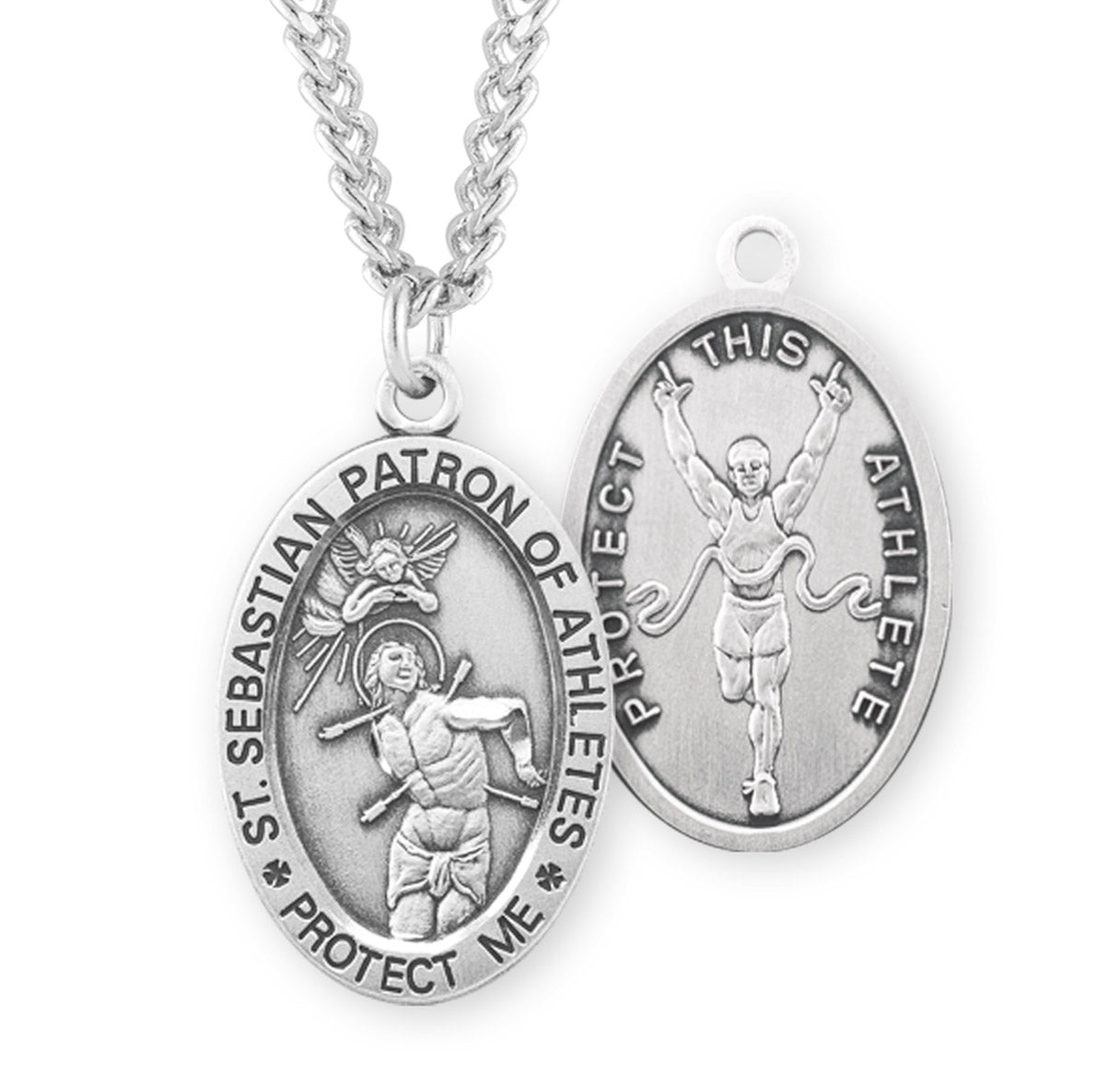 Saint Sebastian Oval Sterling Silver Track Male Athlete Medal – The ...